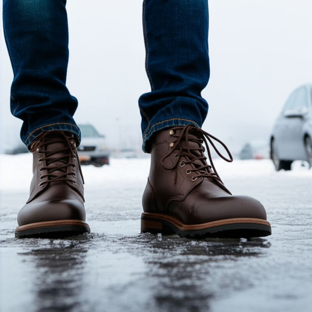 Pfister Plain Toe Arctic Grip Men's Boot - Milwaukee Boot Company - Pfister Plain Toe Arctic Grip Men's Boot - Brown / 8M